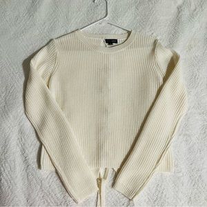 Ambiance Apparel White Knit Sweater With Tie Back